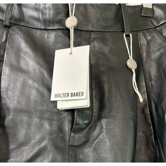 Walter Baker Luka Lamb Leather Black Wide Leg Slouchy Pants Size 4 NWT READ $750 - Picture 6 of 14